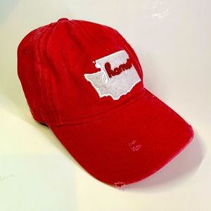 Home Free Washington State “Home” Distressed Red & White Baseball Cap